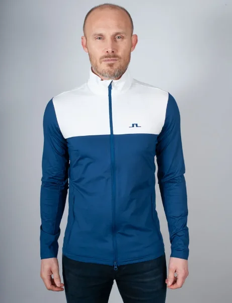 J.Lindeberg Banks Full Zip Sweatshirt | Estate Blue / White J.Lindeberg Banks Full Zip Sweatshirt | Estate Blue / White
