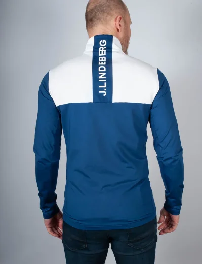 J.Lindeberg Banks Full Zip Sweatshirt | Estate Blue / White