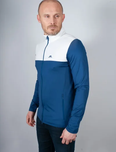 J.Lindeberg Banks Full Zip Sweatshirt | Estate Blue / White