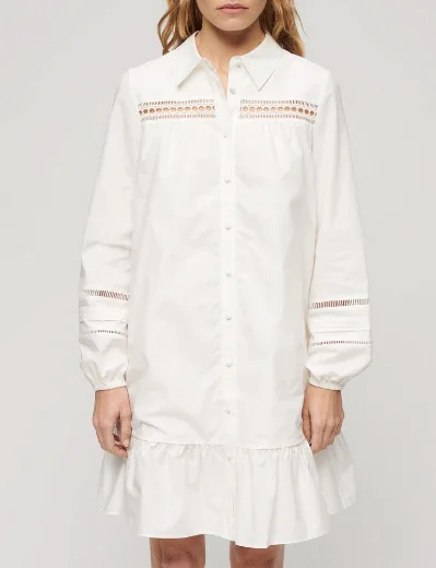 Superdry Women's Lace Mix Shirt Dress | Chalk White