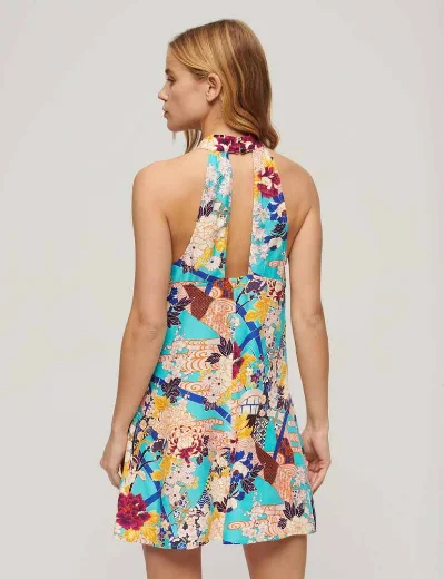 Superdry Sleeveless Printed Mini Dress | Aqua