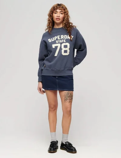 Superdry Women's Applique Athletic Loose Sweatshirt | Montauk Navy