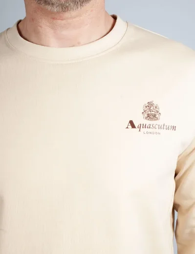 Aquascutum Active Small Logo Crew Neck Sweater | Beige
