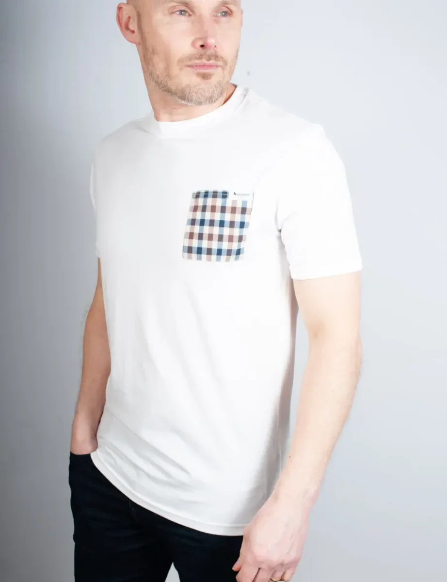 Aquascutum Active Club Check Pocket T-Shirt | White