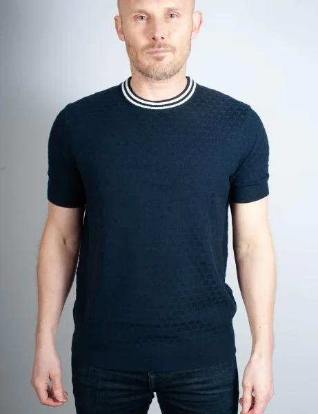 Ted Baker Hanam Crew Neck Knitted T-Shirt | Navy Ted Baker Hanam Crew Neck Knitted T-Shirt | Navy