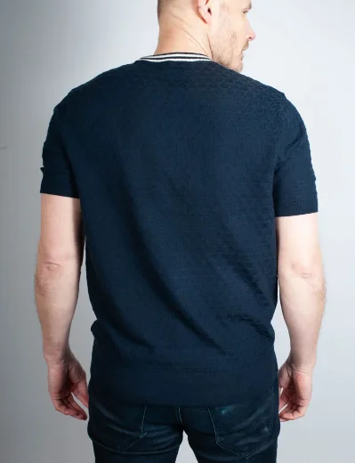 Ted Baker Hanam Crew Neck Knitted T-Shirt | Navy