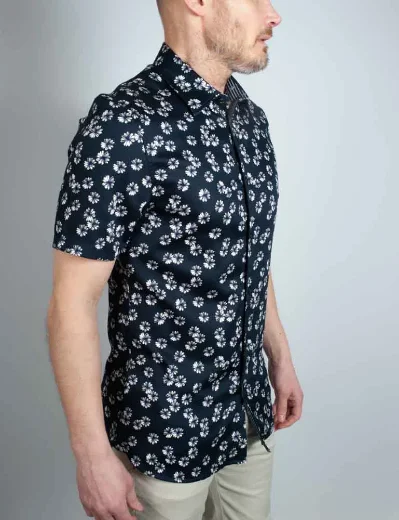 Ted Baker Alfanso Floral Short Sleeve Shirt | Navy