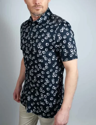 Ted Baker Alfanso Floral Short Sleeve Shirt | Navy