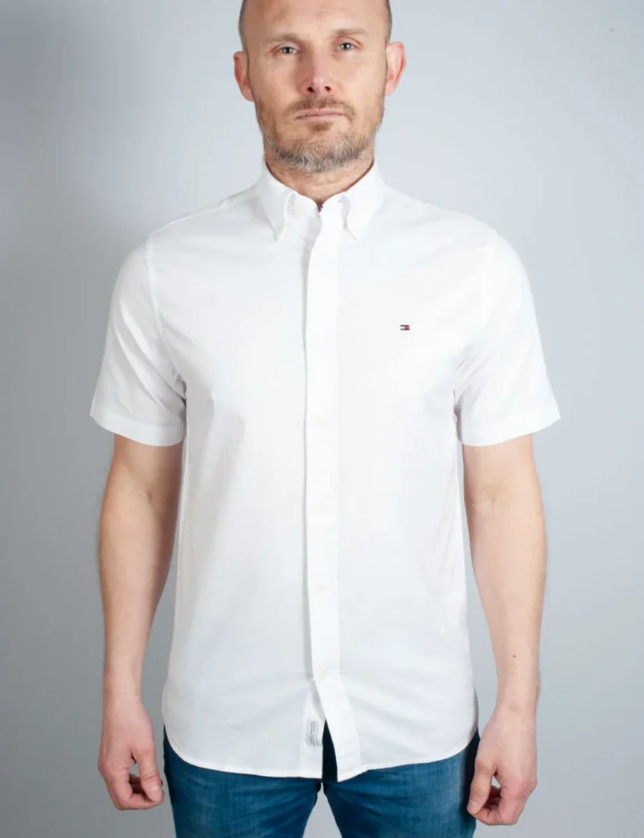 Tommy Hilfiger 1985 Flex Cotton Oxford Short Sleeve Shirt | White