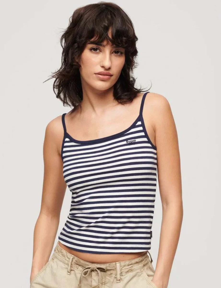 Superdry Athletics Essential Stripe Cami Top | Navy / Off White