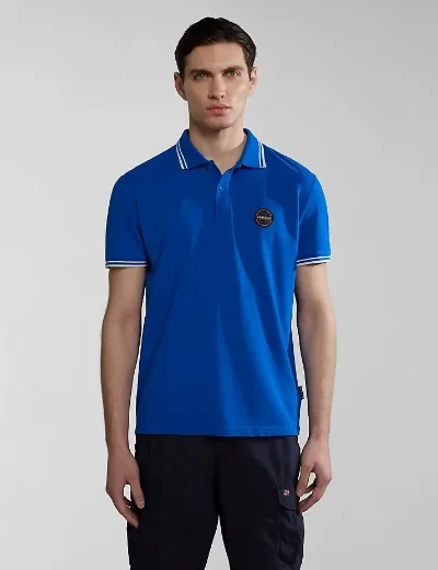 Napapijri Macas Tipped Polo Shirt | Blue Lapis