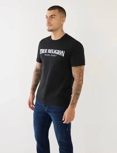 True Religion Pile Arch Logo T-Shirt | Black