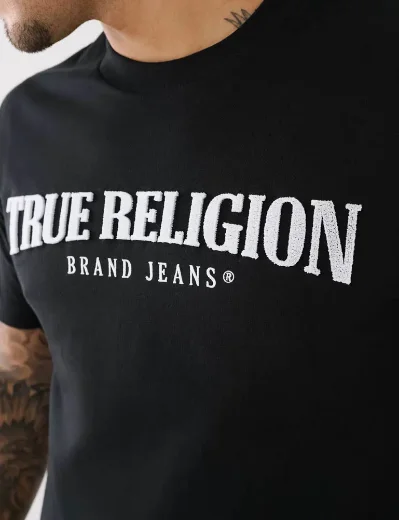 True Religion Pile Arch Logo T-Shirt | Black