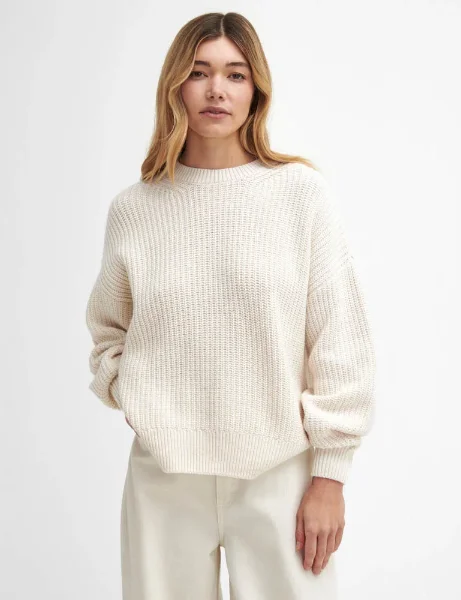 Barbour Women's Scarlett Knitted jumper | Ecru  Barbour Women's Scarlett Crew Neck Knitted Jumper | Ecru