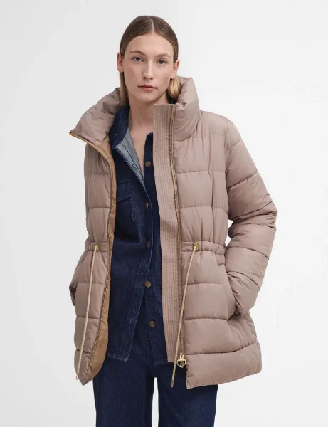 Barbour Women's Manning Puffer Jacket | Honey/Ancient Loden Tartan Barbour Womens Manning Puffer Jacket | Honey/Ancient Loden Tartan