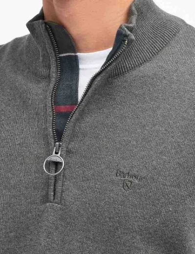 Cockney Rebel Fashions. Barbour Cotton Half Zip Knitted Sweater Olive