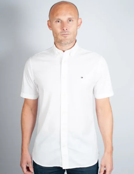 Tommy Hilfiger Flex Poplin Short Sleeve Shirt | White Tommy Hilfiger Flex Poplin Short Sleeve Shirt | White
