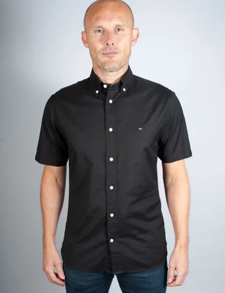 Tommy Hilfiger Flex Poplin Short Sleeve Shirt | Black Tommy Hilfiger Flex Poplin Short Sleeve Shirt | Black