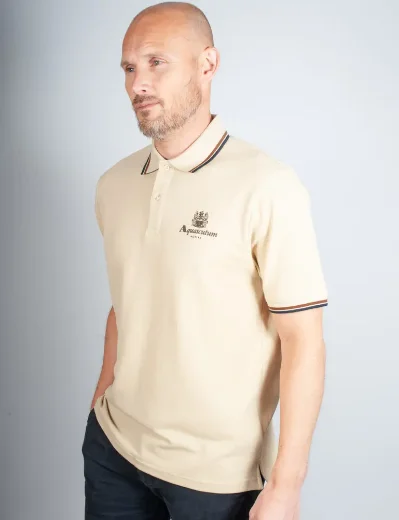 Aquascutum Active Pique Stripes Polo | Beige