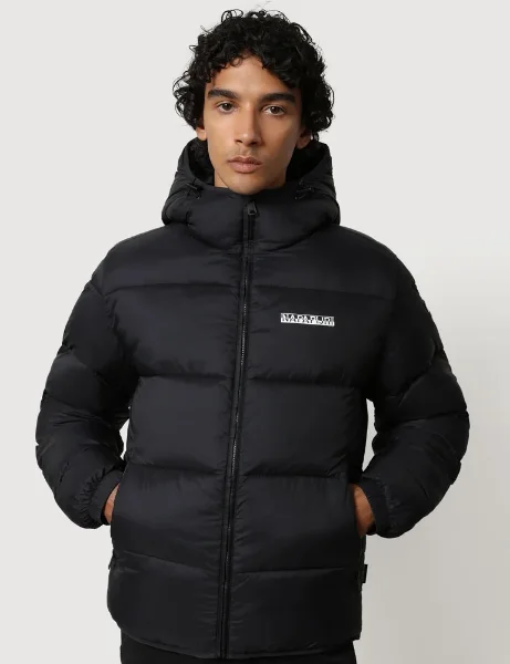 Napapijri A-Suomi Hooded Padded Jacket | Black Napapijri A-Suomi Hooded Padded Jacket | Black