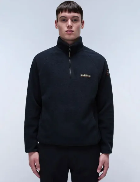 Napapijri Dolent Half Zip Fleece Sweatshirt | Black Napapijri Dolent Half Zip Fleece Sweatshirt | Black