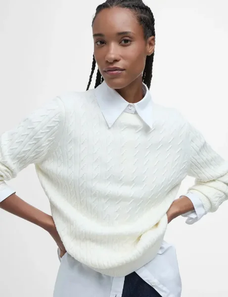 Barbour Hartland Crew Knitted Jumper | Cloud Barbour Hartland Crew Knitted Jumper | Cloud