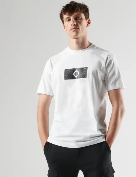 MA STRUM Trompe L'oeil Badge T-Shirt | White MA STRUM Trompe L'oeil Badge T-Shirt | White