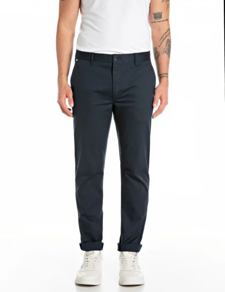 Replay Damian Twill Chino Trouser | Navy Replay Damian Twill Chino Trouser | Navy
