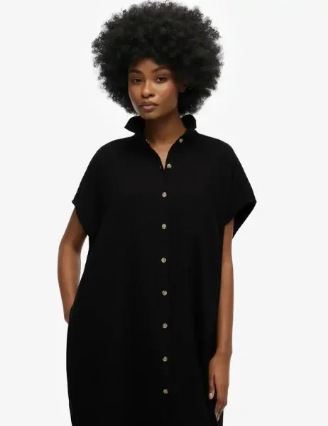 Superdry Oversized Midi Shirt Dress | Black Superdry Oversized Midi Shirt Dress | Black