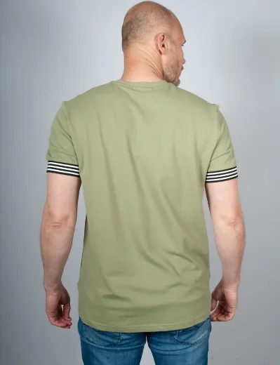 Fred Perry Striped Cuff Pique T-Shirt | Olive Mint
