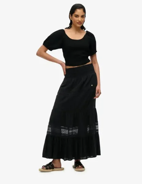 Superdry Womens Ibiza Maxi Skirt | Black Superdry Womens Ibiza Maxi Skirt | Black