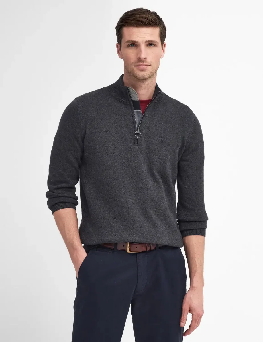 Barbour Cotton Half Zip Knit | Charcoal