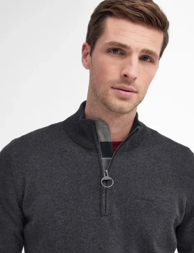Barbour Cotton Half Zip Knit | Charcoal