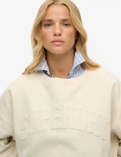 Superdry Athletic Tonal Crew Neck Sweatshirt | Desert Bone Off White