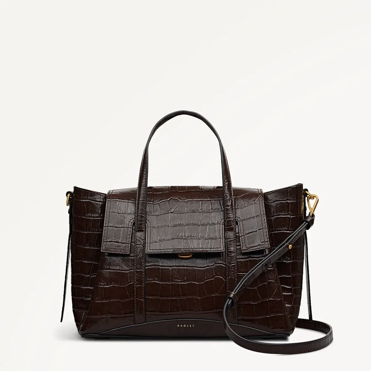 Picture of Radley The Chancery Faux-Croc Medium Flapover Grab | Dark Oak
