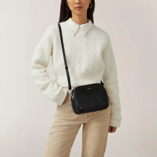 Radley Dukes Place Medium Zip-top Crossbody / Black Weave