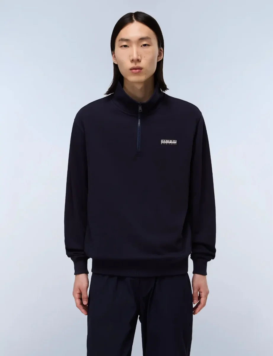Napapijri B-Small Box Logo Half Zip Sweat | Blu Marine