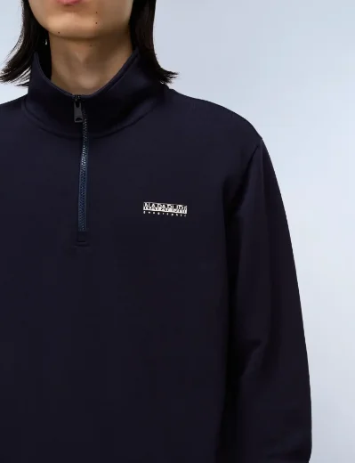 Napapijri B-Small Box Logo Half Zip Sweat | Blu Marine