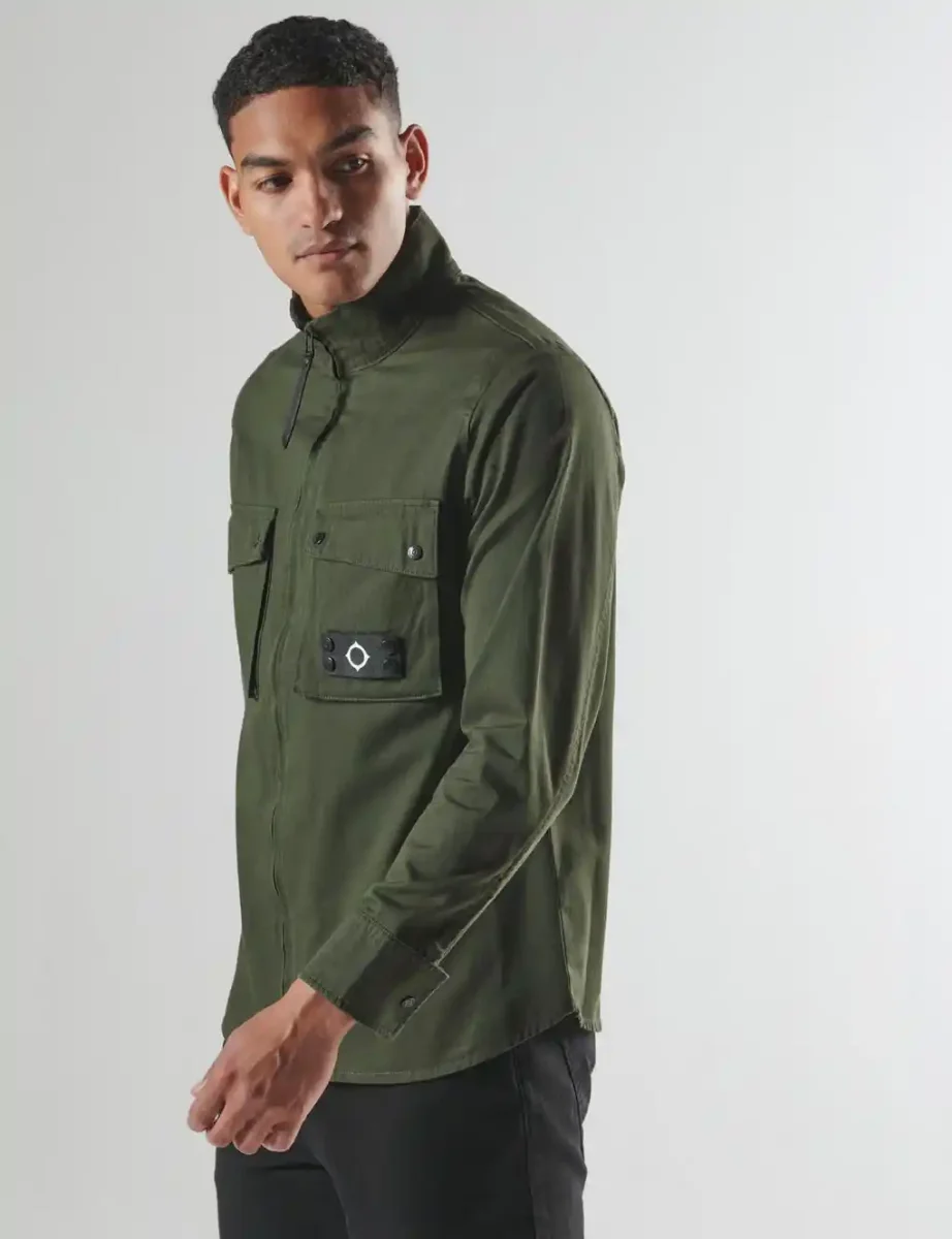 Ma.Strum Aerial Funnel Neck Overshirt | Forest
