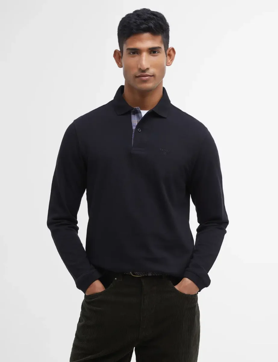 Barbour Essential Long Sleeve Polo | Black