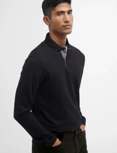 Barbour Essential Long Sleeve Polo | Black
