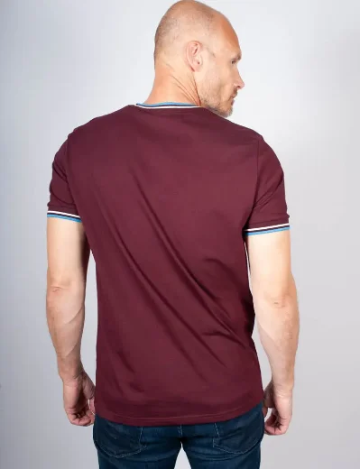 Fred Perry Twin Tipped T-shirt | Oxblood/Ecru/Court Blue