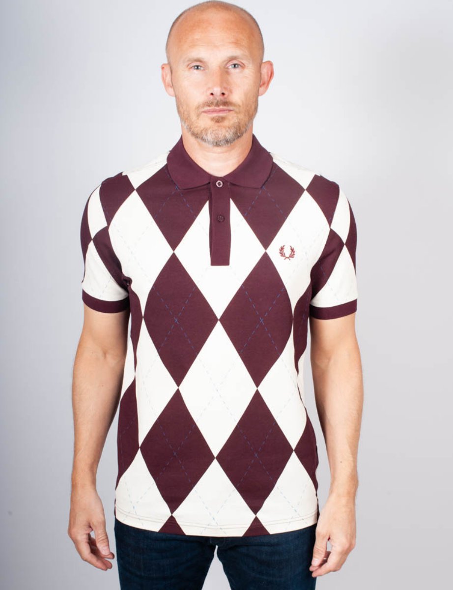 Fred Perry Argyle Print Polo / Ecru