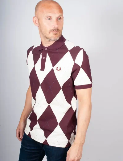 Fred Perry Argyle Print Polo / Ecru