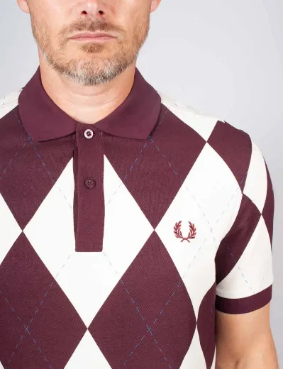 Fred Perry Argyle Print Polo / Ecru