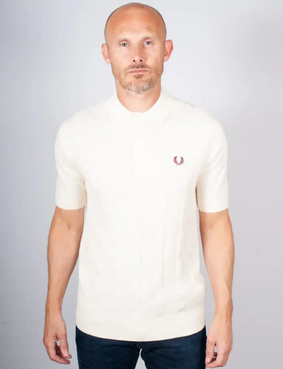 Fred Perry Textured Cable Knit Shirt / Ecru