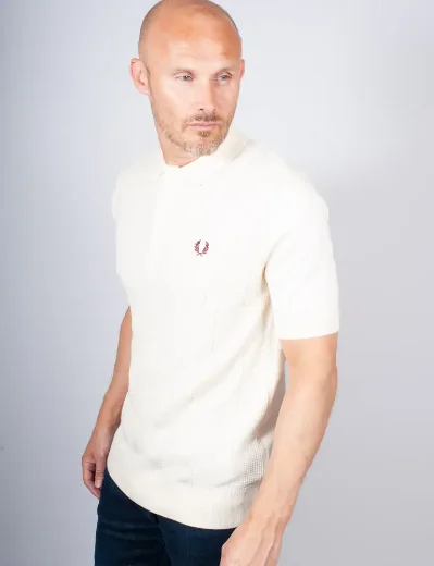 Fred Perry Textured Cable Knit Shirt / Ecru