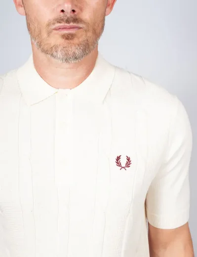 Fred Perry Textured Cable Knit Shirt / Ecru