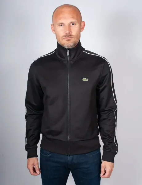 Lacoste Paris Piqué Zip Front Track Jacket | Black Lacoste Paris Piqué Zip Front Track Jacket | Black