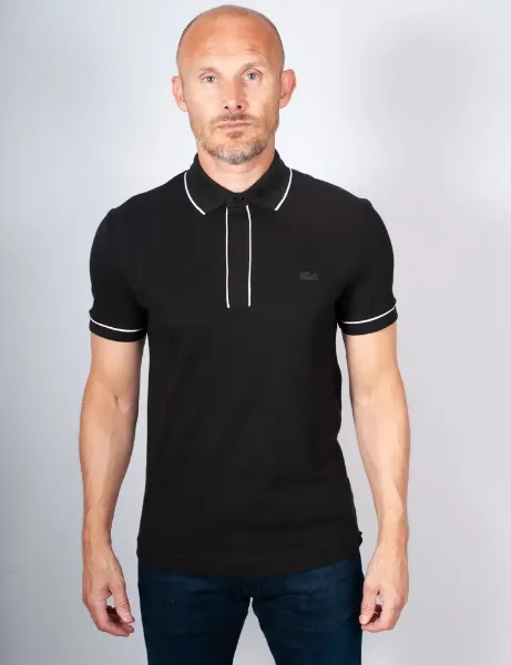 Lacoste Paris Stretch Piqué Polo Shirt | Black Lacoste Paris Stretch Piqué Polo Shirt | Black